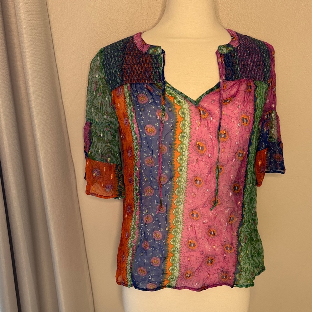 Anthropologie Multicolor Patchwork Blouse